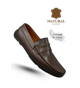 Sermoda Erkek Loafer - Hakiki Deri Rok Loafer Erkek Ayakkabı Kahve