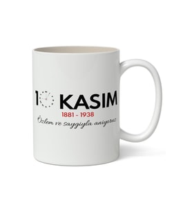 10 Kasım Mustafa Kemal Atatürk Tasarımlı Kupa Bardak Baskılı Kahve Kupa Bardak Model 8