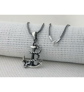 Denizci Çapası Büyük Boy 925 Ayar Gümüş Kolye