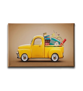 Sarı Chevrolet Kamyonet Canvas Tablo ATY122