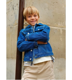 LCW Kids İndigo Gömlek Yaka Erkek Çocuk Jean Ceket