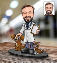 Kişiye Özel Veteriner Tasarımlı Karikatür Biblo