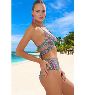 Modern Desenli Bikini Takımı Yüksek Konfor Şık Detaylı Su Sporları İçin Klora Dayanıklı