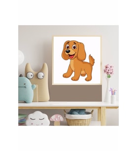 Sevimli Köpek Çocuk Odası Ahşap Çerçeve Tablo 3