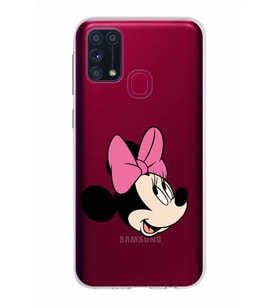 Samsung Galaxy M31 Kapak Minnie Mouse Tasarımlı Şeffaf Silikon Kılıf