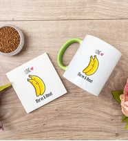 Kişiye Özel Sevimli Muzlar Yeşil Kupa ve Bardak Altlığı