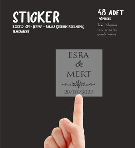 43 cici süsler organizasyon Süs Etiketi 3,5cm Şeffaf 48 adet