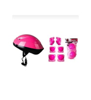 Çocuk Kask Dizlik Dirseklik Koruyucu Set 7 Parça (Fuşya)