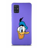 Samsung Galaxy M31S Soft Premier Kapak Donald Duck-A Tasarımlı Silikon Kılıf - Mor (Şeffaf)