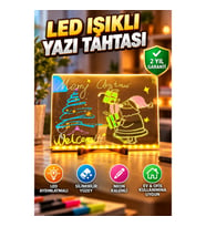 Dekoratif LED Işıklı Şeffaf Yazı Tahtası – Silinebilir Neon Kalemli Planlama Panosu
