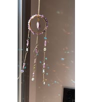 Ametist Sun Catcher 3 - Güneş Tutucu, Güneş Yakalayıcı, Doğal Ametist Taşlı, El Yapımı (Mor)
