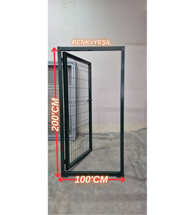 Yeşil Tel Çit Kapı - Panel Çit Tel Kapısı - Kanatlı Kapı (- 200 cm Yükseklik x 100 Cm Eni -) (Y.Yeşil)