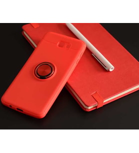 Samsung Galaxy J7 Prime Kılıf Yüzüklü Magnetli Ravel Case (Kırmızı)