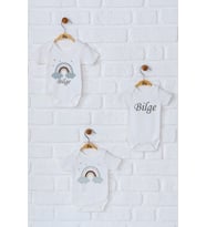 Pia Baby Premium %100 Pamuk İsme Özel Organik Baskılı Üçlü Set Çıtçıtlı Bebek Body Zıbın Modelleri 5027-18 (Ekru)