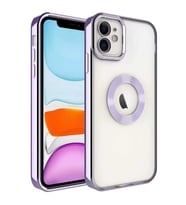 Coverzone Apple iPhone 13 ile uyumlu K?l?f Kamera Korumal? Logo G�steren Parlak renk kenar �izgileri ile ??k bir tasar?m Colored Z-Omega Kapak Lila