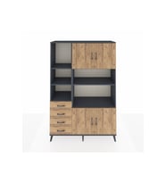 Hyperion Gardrop 8 Raflı 4 Çekmeceli 4 Kapaklı 132x44x195 Antrasit-Çam