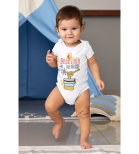 Unisex Dedesinin Bal Böcüğü Desenli Kısa Kol Body