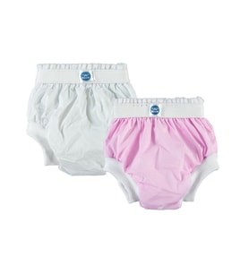Kujju 2'li Alıştırma Külodu 2 Yaş 15-20 Kg Mavi-Beyaz (Pembe-Beyaz)