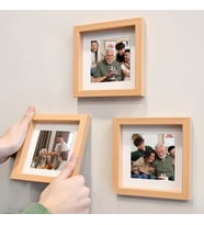 Yapışkanlı Sök-Tak Paspartulu Ahşap 14x14cm Pola Kare Fotoğraf Çerçevesi - 3'lü paket