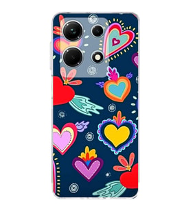 PrintiFy İnfinix Note 30 ile Uyumlu Retro Color 3  Kamera Korumalı Şeffaf  Kılıf