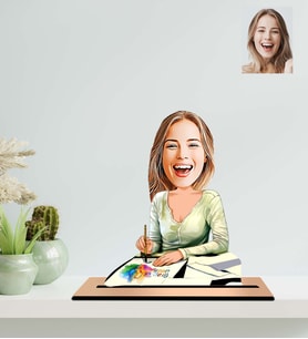 Kişiye Özel Hediye Grafik Tasarımcı Karikatür Ahşap Biblo