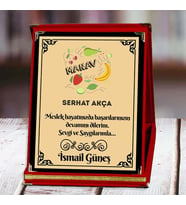 Manav Baskılı Plaket (1. Tasarım)  Kişiye Özel (Kırmızı)