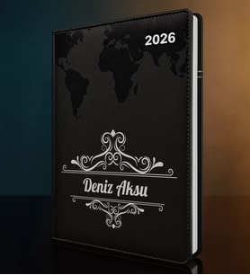 BK Gift Kişiye Özel İsimli Termo Sert Kapak 2026 Siyah Ajanda -2, Öğretmenler Günü Hediyesi, Yeni İş Hediyesi