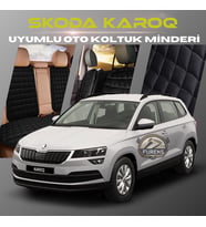 Skoda Karoq Siyah Renk Tay Tüyü Cepli & Terletmez Sırtlı Oto Koltuk Minder Seti - Koltuk Koruma Kılıfı (ÖN & ARKA TAM SET)