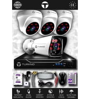 TURKNO 4 Kameralı Karia 3 İç Kamera Set 1 TB HDD Full HD Gece Görüşlü Güvenlik Kamerası Sistemi