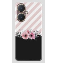 Vivo Y27 Kılıf Desenli Silikon Strip Pink Flowers 1396
