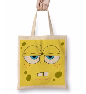 Sünger Bob Bez Çanta Uzun Saplı