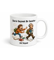 Dersten Geçmek İçin Hoca Peşinde Koşan Öğrenci Esprili Kupa Bardak Hediye