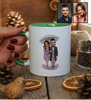 Kişiye Özel Karikatürlü Yürüş Yapan Romantik Sevgililer Kupa Bardak Sevgililer Günü Hediyesi