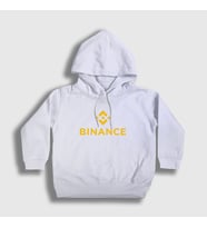 Presmono Unisex Çocuk Beyaz Logo V2 Binance Bitcoin Kapüşonlu Sweatshirt 324882tt (Beyaz)