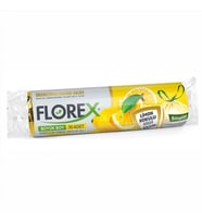 Florex 60 Litre Büzgülü Limon Kokulu Sarı Çöp Torbası Poşeti / 65 x 70 Cm. - 10 Adetlik 1 Rulo