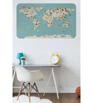 Eğitici Dünya Haritası Dünya Atlası Çocuk Ve Bebek Odası Duvar Sticker-60x105-3786
