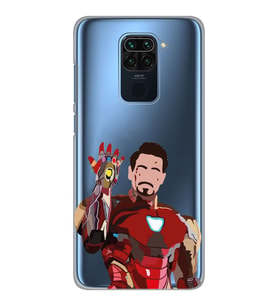 Xiaomi Redmi Note 9 Uyumlu Iron Man Desenli Şeffaf Telefon Kılıfı