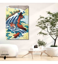 Tekli Dikey Kanvas Tablo Ünlü Eserler Katsushika Hokusai The Yoshitsune