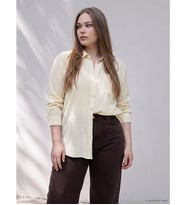 LCW Curve Sarı Büyük Beden Keten Karışımlı Kadın Gömlek