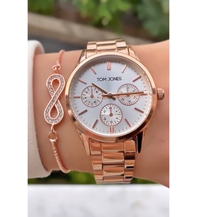 Tom Jones Marka Rose Gold Renk 2 Yıl Garantili Su Geçirmez Kadın Kol Saati - Bileklik (Karışık)