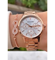 Tom Jones Marka Rose Gold Renk 2 Yıl Garantili Su Geçirmez Kadın Kol Saati - Bileklik (Karışık)