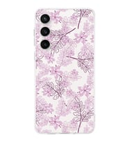 PrintiFy Samsung S23 Fe Uyumlu Kamera Korumalı Floral Pudra Tasarımlı Şeffaf Silikon Kılıf