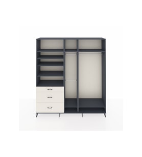 Hyperion Dolap 9 Raflı 3 Çekmeceli 3 Askılı 220x44x243 Antrasit-Antrasit/Aytaşı