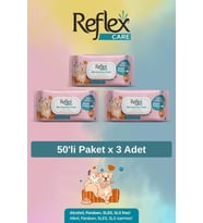 REFLEX Care Evcil Hayvanlar İçin Çok Amaçlı Hijyenik Temizleme Mendili 50'li x 3