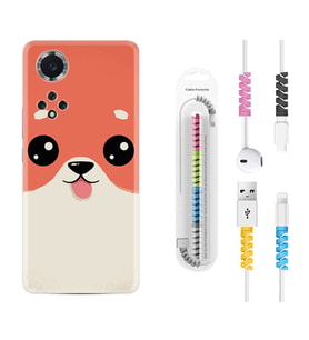 Huawei Nova Y70 Y90 Nova 9 SE  Kılıf Kablo Koruma Spiral Silikon Sevimli Köpek 1731