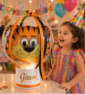 Kişiye Özel İsimli Çocuk Doğum Günü Hediyesi LED Işıklı Kaplan Balon Yeğene Kuzene, Kıza, Arkadaşa Hediye Özel Gün Hediyesi