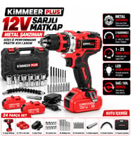 KM0101K 12V Metal Şanzıman Şarjlı Matkap 24 Parça Set