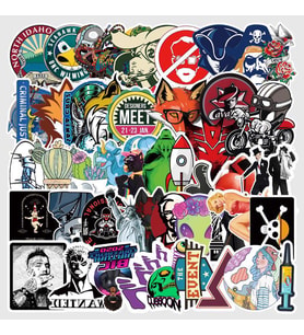 CajuArt 50 Adet Tekrarsız Karışık Retro Kalite PVC Sticker 011