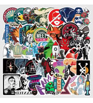 CajuArt 50 Adet Tekrarsız Karışık Retro Kalite PVC Sticker 011
