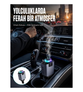 Mey İthalat® Araç İçi Çok Fonksiyonlu Şarj Cihazı Hava Nemlendirici Aroma ve Yıldız Işık Yeni Nesil